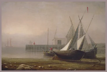 Vissersboten bij eb, ca. 1850s