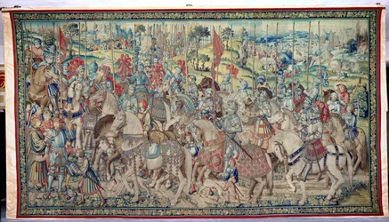 Het verzamelen van de ruiters, uit het wandtapijt van David en Bathseba, c.1510-15