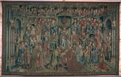 Bathseba Verwelkomd aan het Hof, Wandtapijt van David en Bathseba, ca. 1510-15