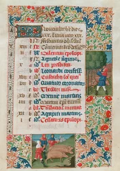 Kalender met november, eikels en kuddes varkens