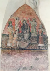 Christus gekroond met de doornenkroon, muurschildering in de crypte, ca. 1480-1540