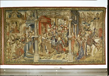 Davids zonen Amnon en Absalom verklaren elkaar de oorlog, Wandtapijt van David en Bathseba, ca. 1510-15