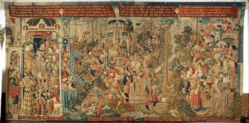 Vlaamse wandtapijt. De ontvoering van Helena. ca 1475-1495