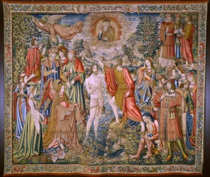 Vlaamse wandtapijt. Serie De geschiedenis van Johannes de Doper: De doop van Christus. Atelier Brussel. 1515-1520