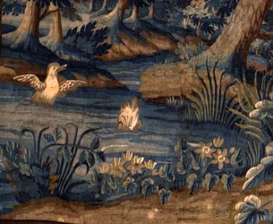 Groen tapijt. Eind 17e-begin 18e eeuw. Detail.