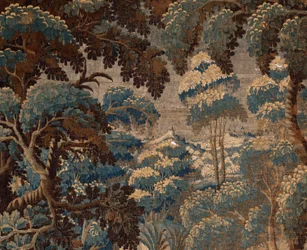 Vlaamse wandtapijt. Verdure. Eind 17e-begin 18e eeuw. Eigendom van de kerk Sint-Walburgakerk Oudenaarde (Dekenij van de Sint-Walburga).