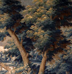 Vlaamse wandtapijt. Verdure. Eind 17e-begin 18e eeuw. Eigendom van de kerk Sint-Walburgakerk Oudenaarde (Dekenij van de Sint-Walburga). (detail)