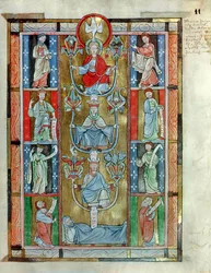 De Boom van Jesse, uit De Laudibus Sancte Crucis door Rabanaus Maurus uit de Abdij van Anchin