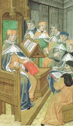 Lezing in zaal, uit De Medina Fen I. II, door Avicenna (980-1037)