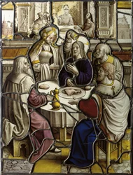 Paneel, waarschijnlijk Christus aan het avondmaal met Simon de Farizeeër