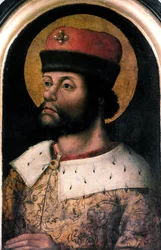 Portret van Karel de Grote (742-814) Anonieme schildering van de Vlaamse school. 16e eeuw Londen, Antiquaries Society