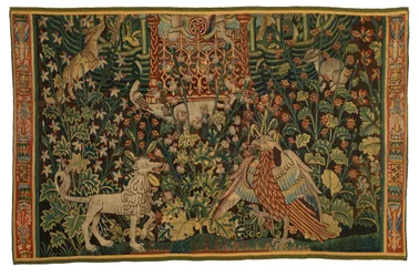 Wandtapijt, Park au Cerfs fragment, gemaakt c.1500-25