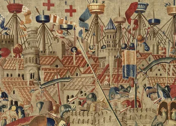 Tapijt met de veroveringen van koning Alfonso V van Portugal (Conquistas de Alfonso V de Portugal), Tournai (detail)