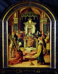 Het oordeel van Salomo (olieverf op paneel)