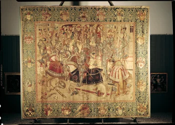 Het toernooi, verticale weefgetouw tapijt uit de Brusselse werkplaats, c.1497