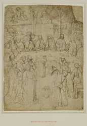 De bruiloft van Kana (pen en bruine inkt op papier)