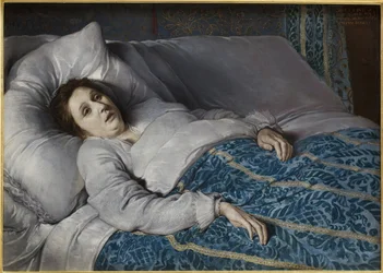 Jonge vrouw op haar sterfbed