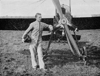 Londen-Parijs Luchtrace: de winnaar, Mr WL Brock, de Amerikaanse racepiloot, 1914