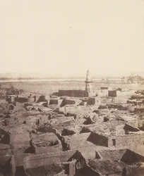Edfou, algemeen uitzicht op de stad vanaf het centrale platform van de Py..., 1851-52, gedrukt 1853-54