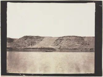 Algemeen Uitzicht op Monumenten Uitgehouwen in de Rots met Fotografen Dahabieh. Abu Simbel, 1851-1852