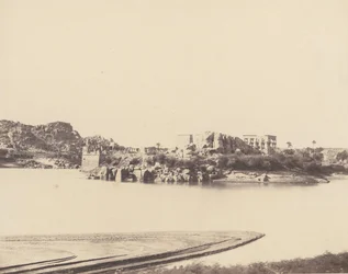 Ile de Fileh Philæ, algemeen uitzicht genomen vanuit het zuidoosten op punt B, 1851-52, gedrukt 1853-54