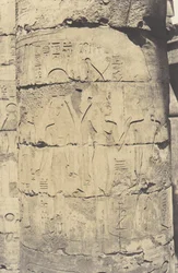 Karnak Thebe, Paleis - Hypostyle Zaal - Centrale Colonnade - Decor