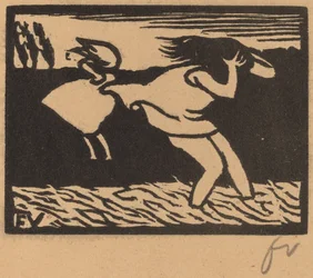Badhuisgangers verrast door de storm, 1893
