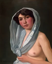 Vrouw met blauwe sjaal