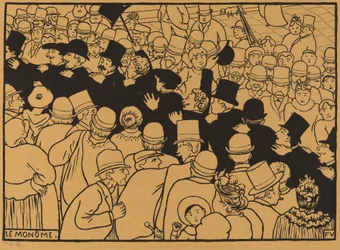 Le Monôme paradeert door de straten in een enkele rij, 1893