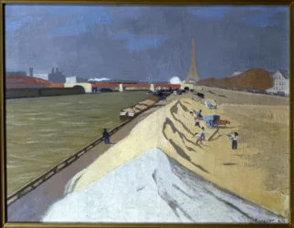 Stapel wit zand (oevers van de Seine)