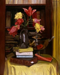 Stilleven met tulpen (rode en gele tulpen)