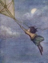 Vlieger waaraan Peter Wendy vastbond