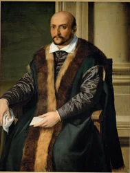 Portret van een man in een leunstoel