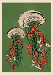 Zwevende bloemvormige kwallen