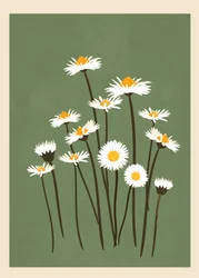 Witte madeliefjes op groen