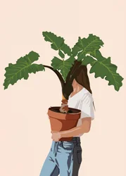 Vrouw met plant in haar handen