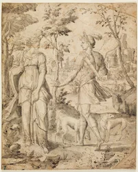 Esau ontmoet Rebecca na de jacht met lege handen
