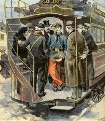 Een infanterist keert terug van de Madagaskar-expeditie, Parijs 1896 (Gravure)
