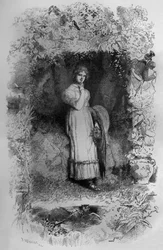 Fantine, illustratie van de roman Les Miserables door Victor Hugo, gravure door Fortune Meaulle