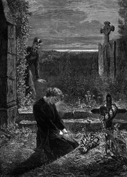 Illustratie voor roman "Les Misérables" door Victor Hugo (3e deel: Marius), gravure door Meaulle: Marius