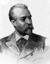 Jaume Ferran i Clua (1851-1929) Spaanse arts die cholera behandelde in Madrid in 1885, gravure door Meaulle