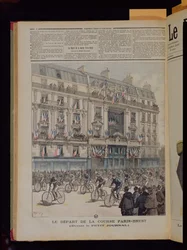 De start van de Parijs-Brest fietswedstrijd voor de kantoren van 