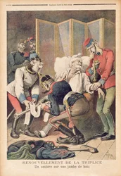 Karikatuur van de Triple Alliantie van Duitsland, Oostenrijk en Italië, uit 