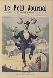 Georges Clemenceau (1841-1929) jongleert met zakken Engels geld, uit 