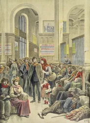 Italiaanse emigranten op Gare Saint-Lazare, uit 