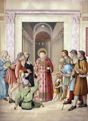 Sint Laurentius doet de aalmoes (naar Fra Angelico)