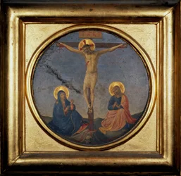 Kruisiging van Christus tussen de Maagd en Maria Magdalena