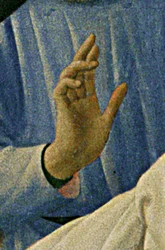 Detail van Santa Trinita Altaarstuk, lijst en pinakels door Lorenzo Monaco (Piero di Giovanni) (c.1370-1425) voltooid c.1434