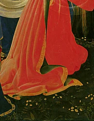 Detail van Santa Trinita Altaarstuk, lijst en pinakels door Lorenzo Monaco (Piero di Giovanni) (ca. 1370-1425) voltooid ca. 1434