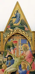 Santa Trinita Altaarstuk, lijst en pinakels door Lorenzo Monaco (detail)